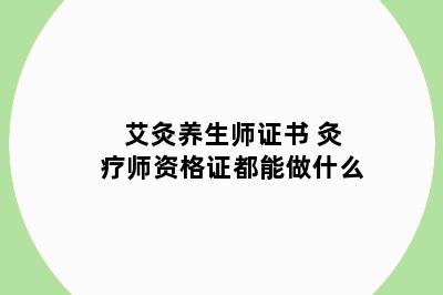艾灸养生师证书 灸疗师资格证都能做什么